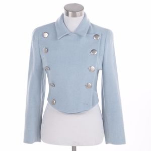 Sportmax Pastel Blue Wool Blend Cropped Jacket